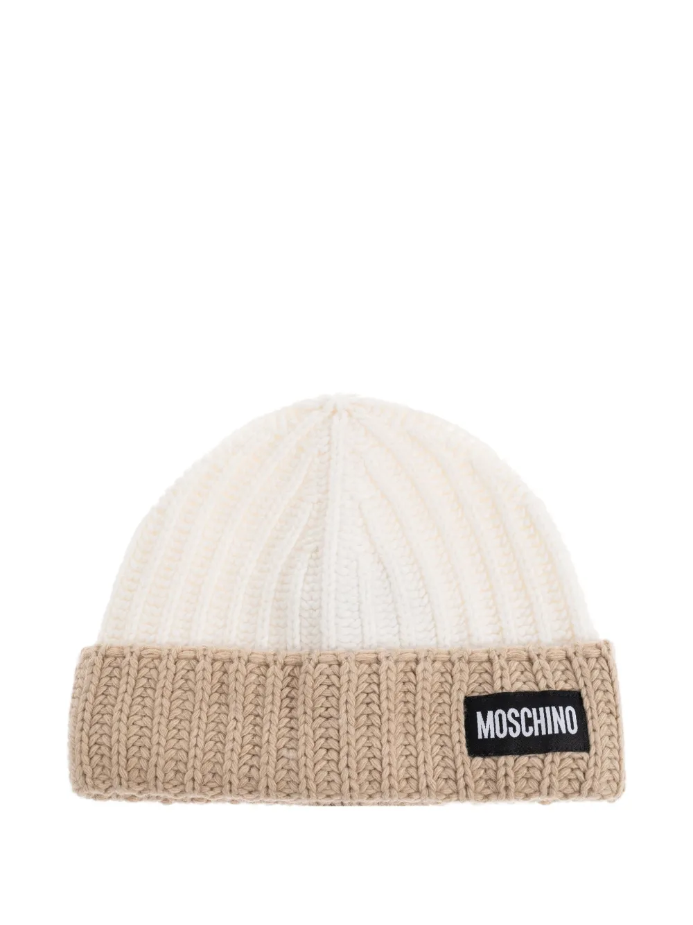 

Ребристая шапка с нашивкой-логотипом Moschino, белый