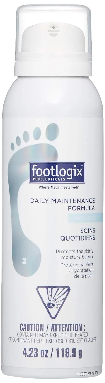 FOOTLOGIX Ежедневная формула для ухода за кожей - увлажняющий крем для ног, мусс для нормальной и сухой кожи, мусс для ног от мозолей и сухости, 120 мл 124 мл (1 шт.)