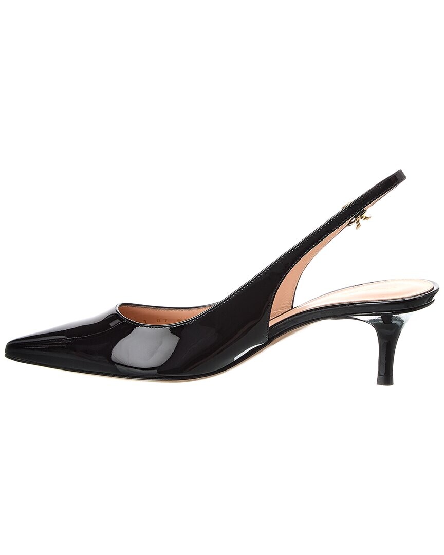 Патентованные туфли Gianvito Rossi Ribbon Sling 55 с ремешком на пятке, черный — фото 2