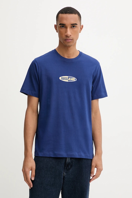 

Хлопковая футболка Guess Jeans, темно-синий