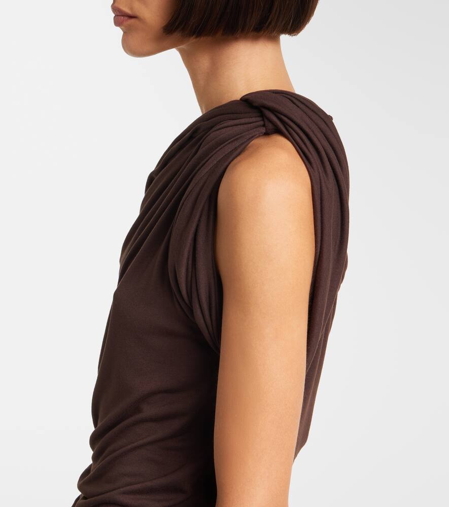 Асимметричный топ с одним плечом из трикотажа Rick Owens, Raisin — фото 4