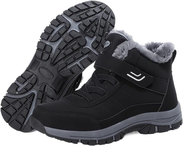 

Мужские зимние сапоги Hhhchpm, термоботинки с шнуровкой и застежкой-липучкой, повседневная обувь для походов и прогулок, черный