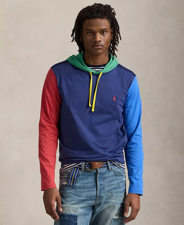 

Мужская худи с цветными блоками из джерси Polo Ralph Lauren, синий