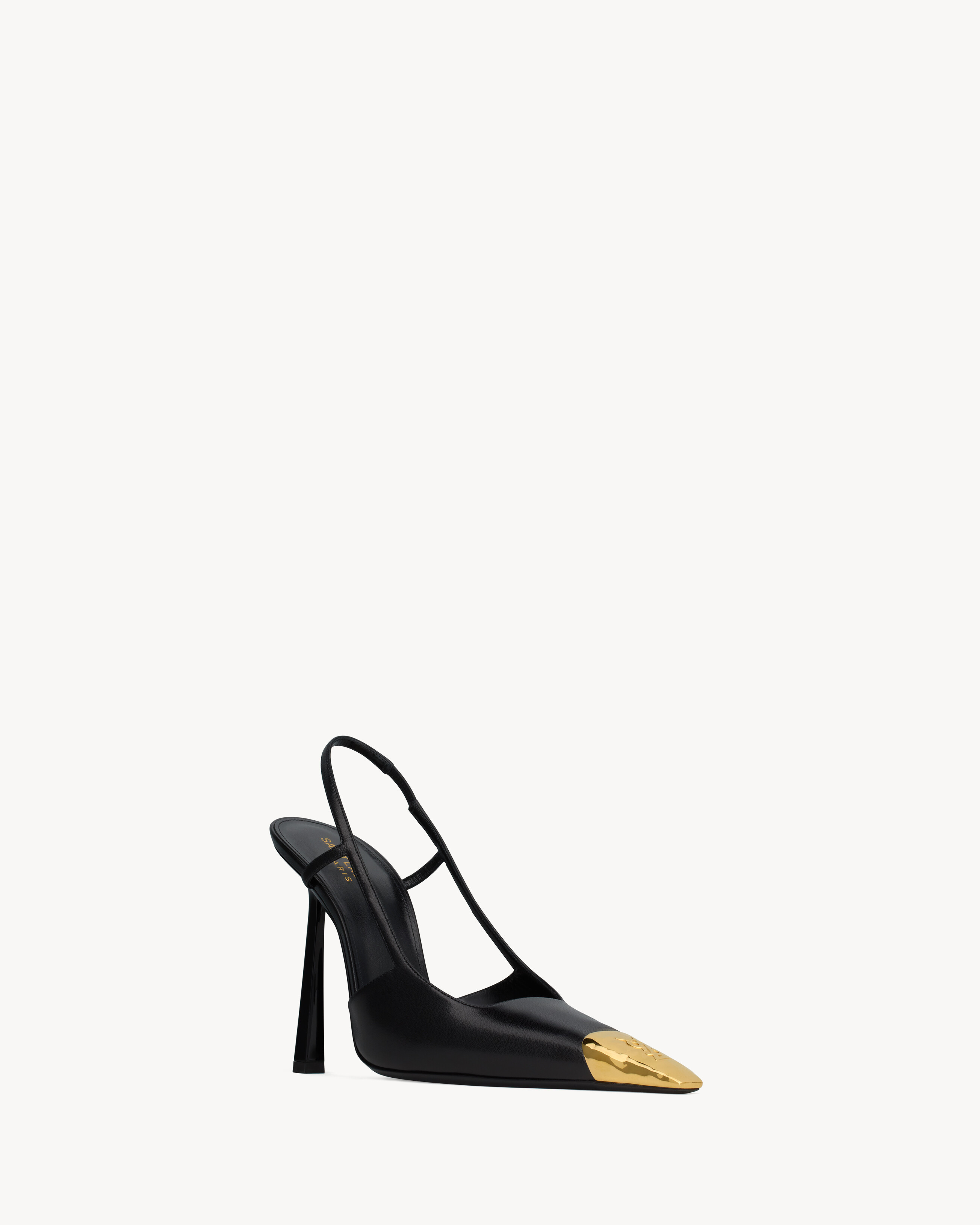 Туфли-лодочки JEANNE на ремешке из гладкой кожи Saint Laurent, черный — фото 3