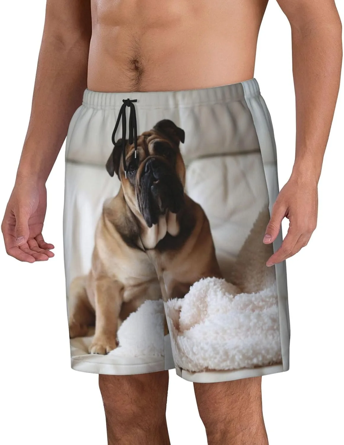 Мужские пляжные шорты, мужские плавки Bulldog Sits, пляжные шорты с карманами, купальники Generic, черный — фото 2