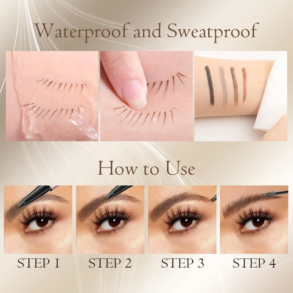 Карандаш для бровей 2-в-1 с гелем «2026 Microblading Eyebrow Pencil», темно-коричневый Generisch, 02#Dark Brown — фото 3