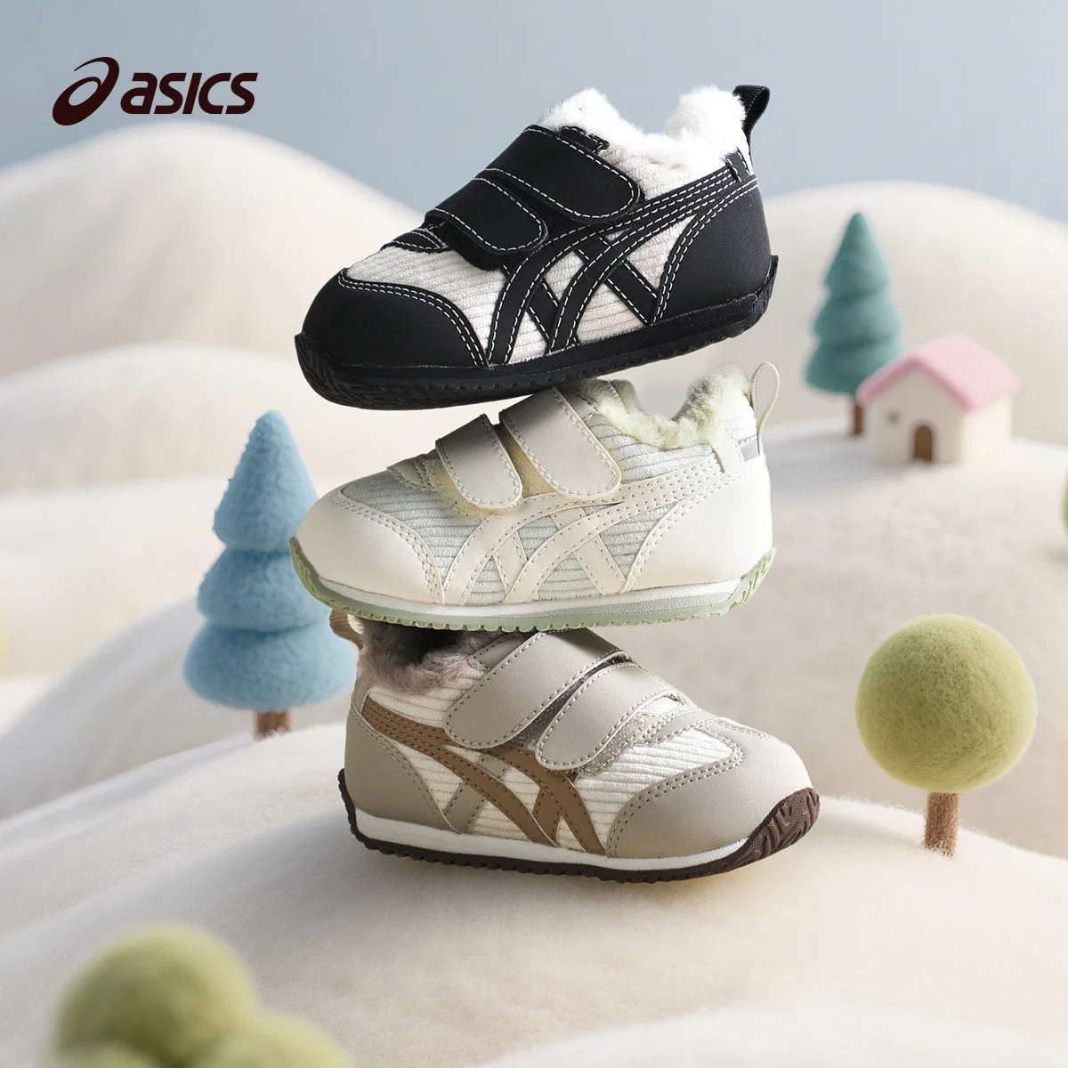 Детские туфли для малышей из вельвета и эко-кожи ASICS — фото 3