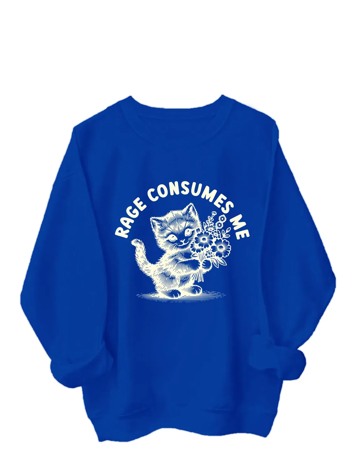 Женский свитшот с принтом Rage Consumes Me, Royal Blue