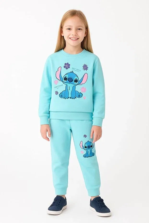 Детский комплект худи и брюк с принтом Unisex stitch printed hooded tracksuit set Little Tortoise, Blue