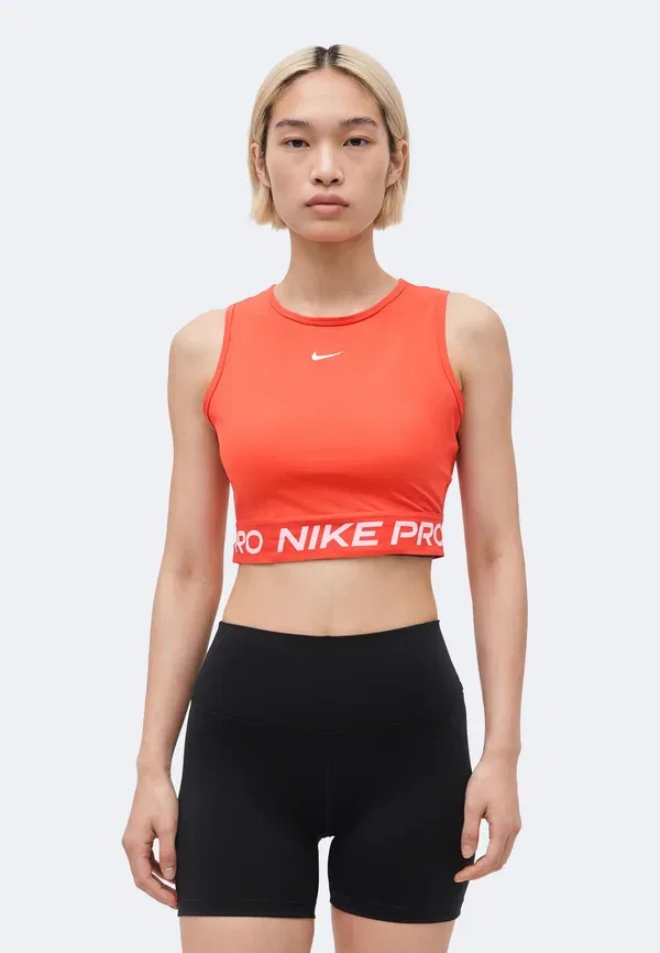 Топ с технологией Dri-fit 365 crop tank Nike Performance Light Crimson/White, белый/малиновый