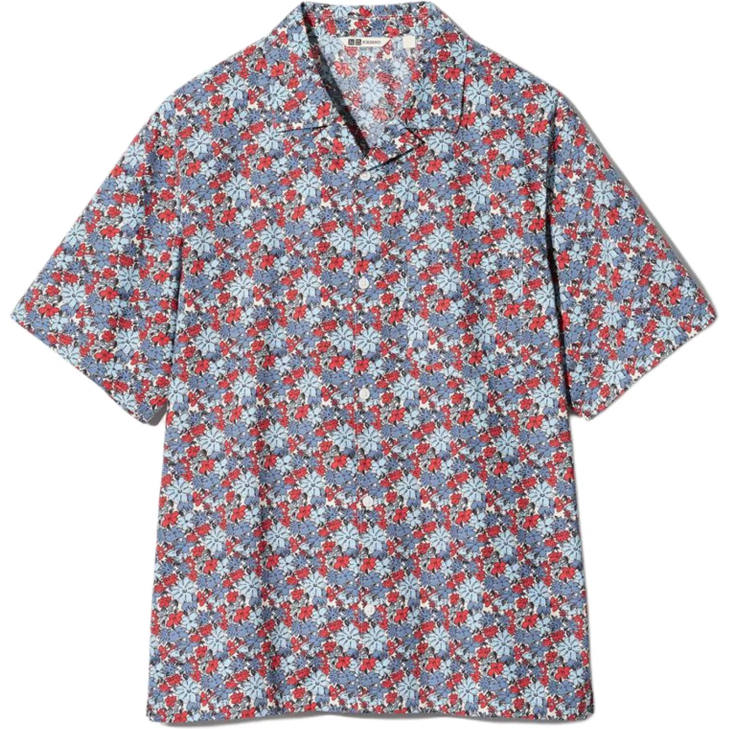 Рубашка с кубинским воротником, UNIQLO, Pink Blue