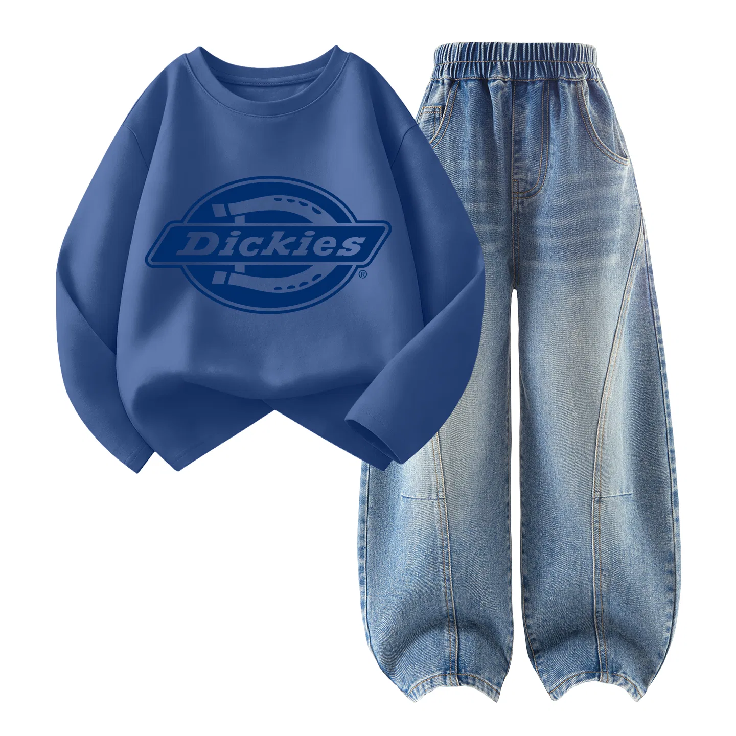 Детский спортивный комплект с принтом Negative Logo Gray Blue+Solid Color Denim Light Blue Dickies