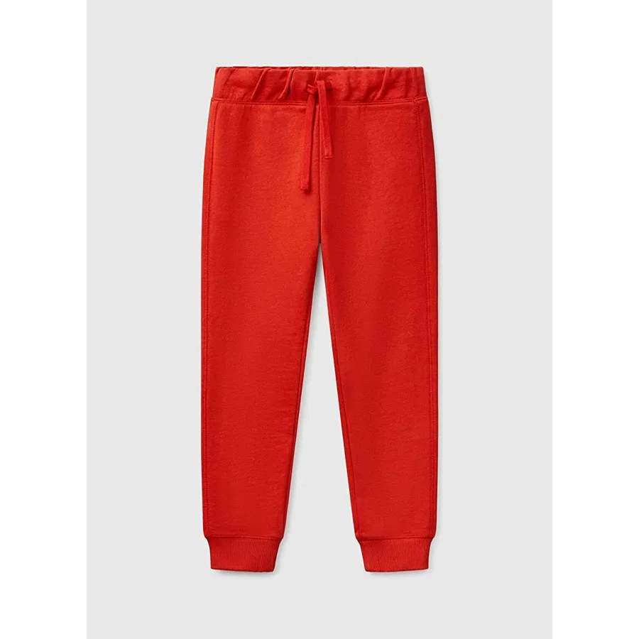 Спортивные штаны с эластичным поясом и манжетами, модель 3J68CF058, Benetton, Красный — фото 2