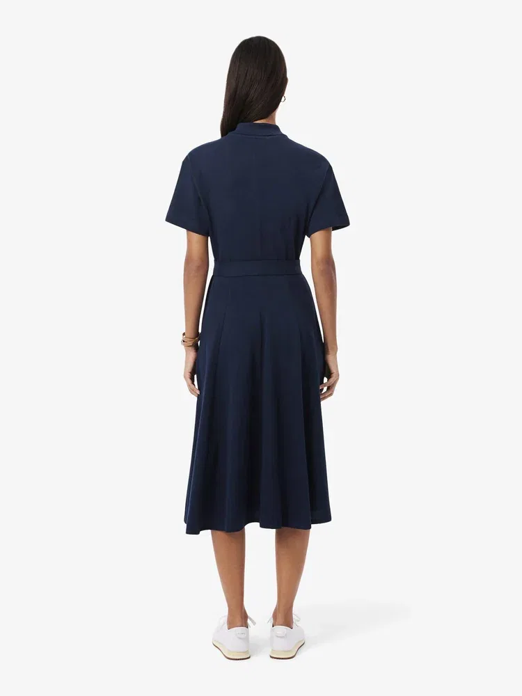 Платье-поло LACOSTE Navy, приталенное, синее — фото 3