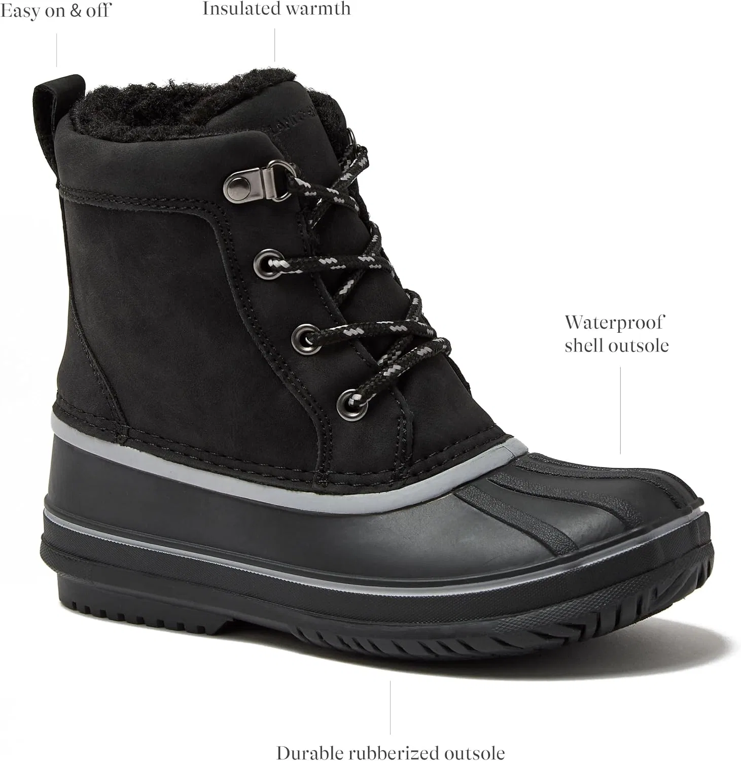 Детские снежные ботинки для девочек утепленные водонепроницаемые Wynn Snow Boots Lands' End, Black — фото 2