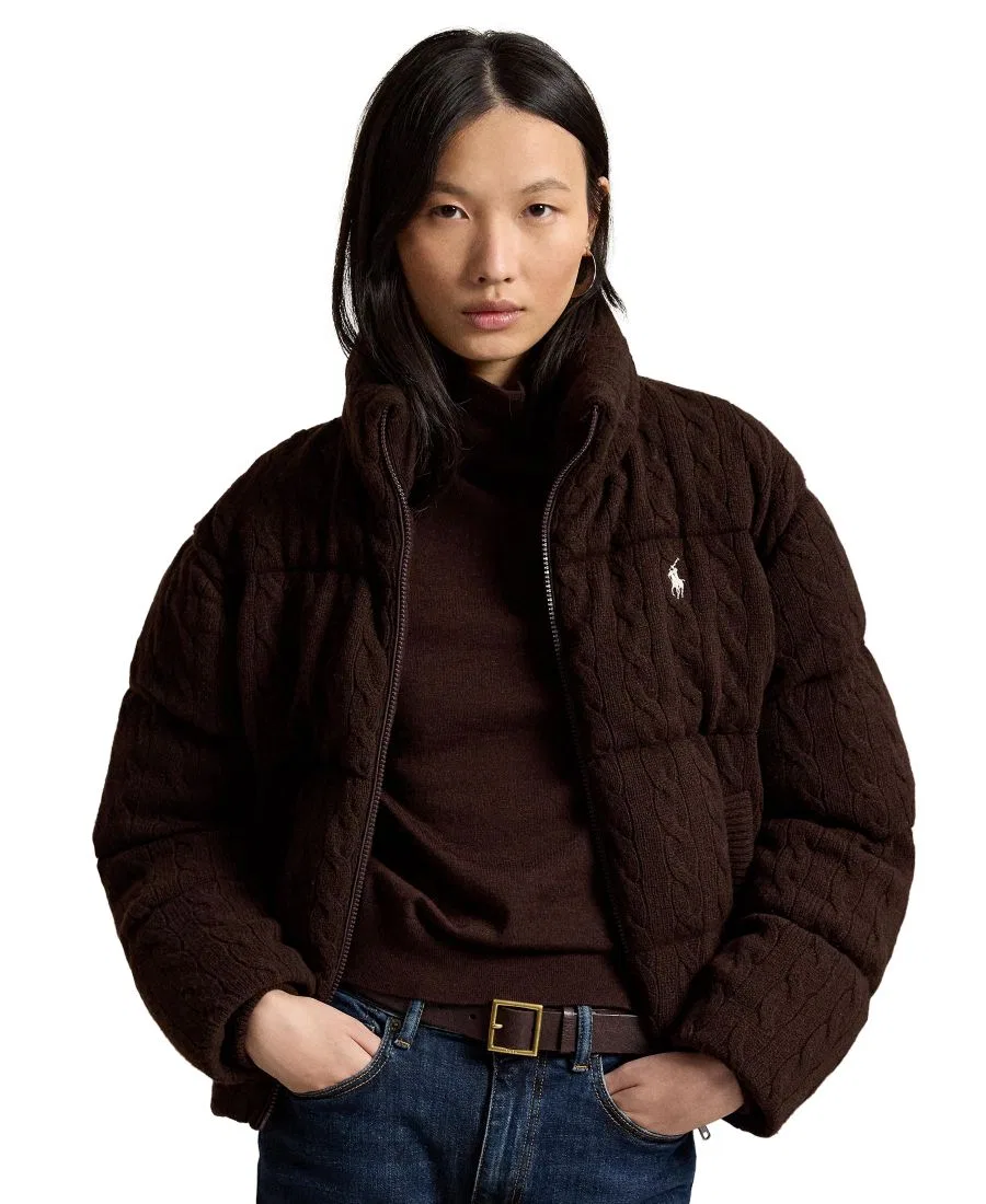 Пуховик с воротником-стойкой, с длинным рукавом Polo Ralph Lauren, Walnut Brown Melange