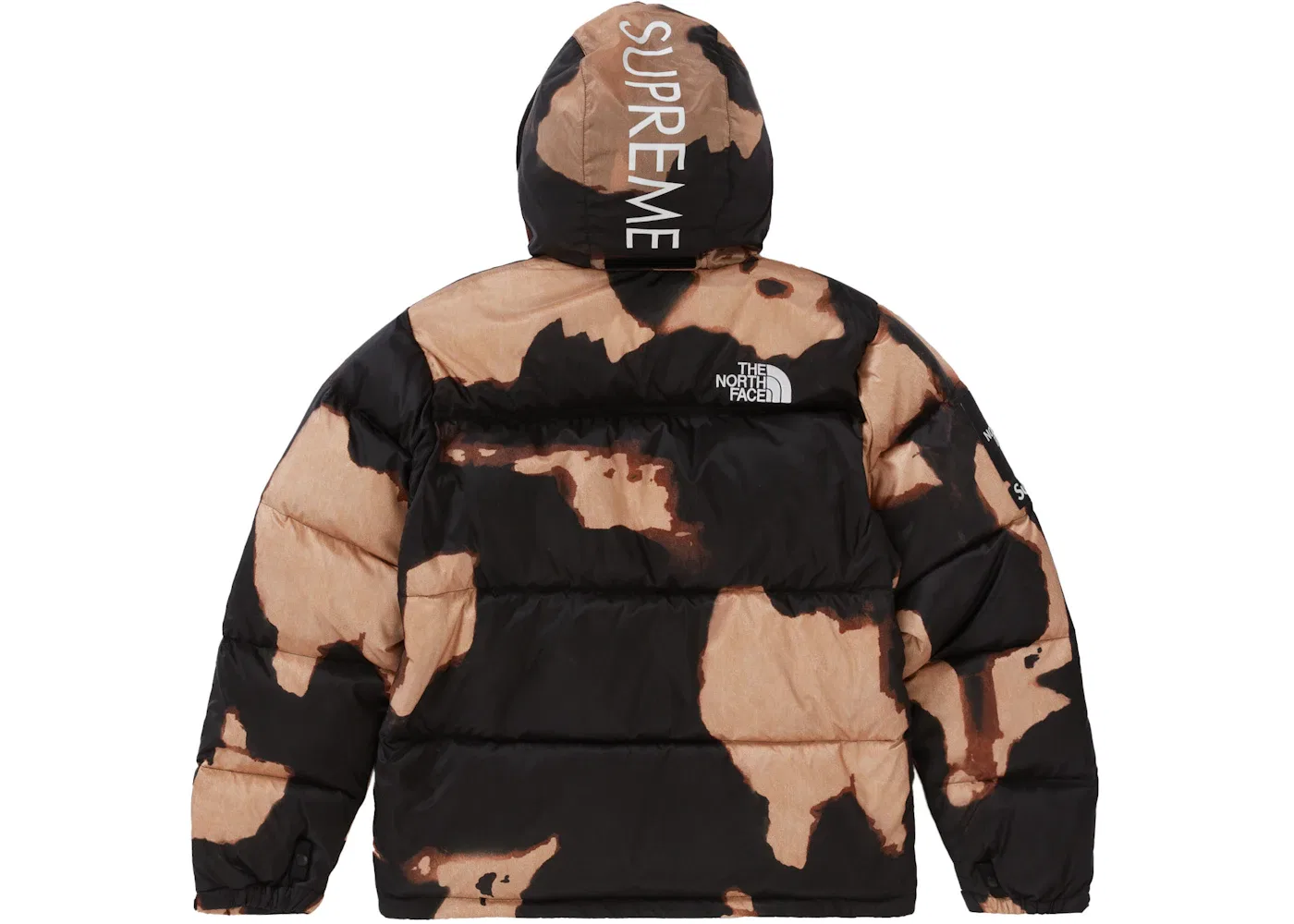 Мужская куртка с принтом Supreme The North Face Bleached Denim Print Nuptse, Black — фото 3