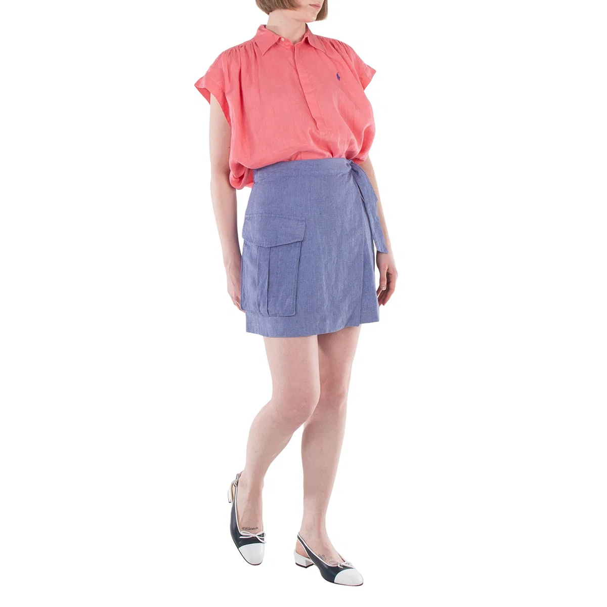 Юбка льняная с запахом Cargo Linen Wrap Skirt Polo Ralph Lauren, Blue — фото 4