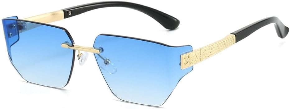 

Женские солнцезащитные очки Y2K без оправы с градиентным переходом цвета, ретро-металлическая оправа, оригинальный дизайн, мужские солнцезащитные очки UV400 KTUCN, Golden Blue