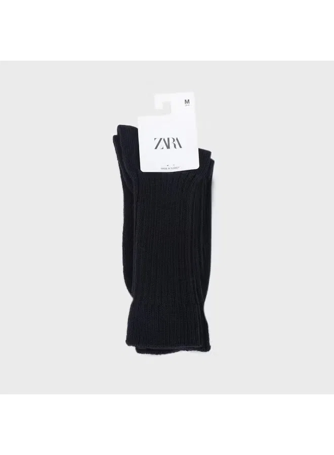 Носки минималистичные однотонные Zara, темно-синий — фото 2