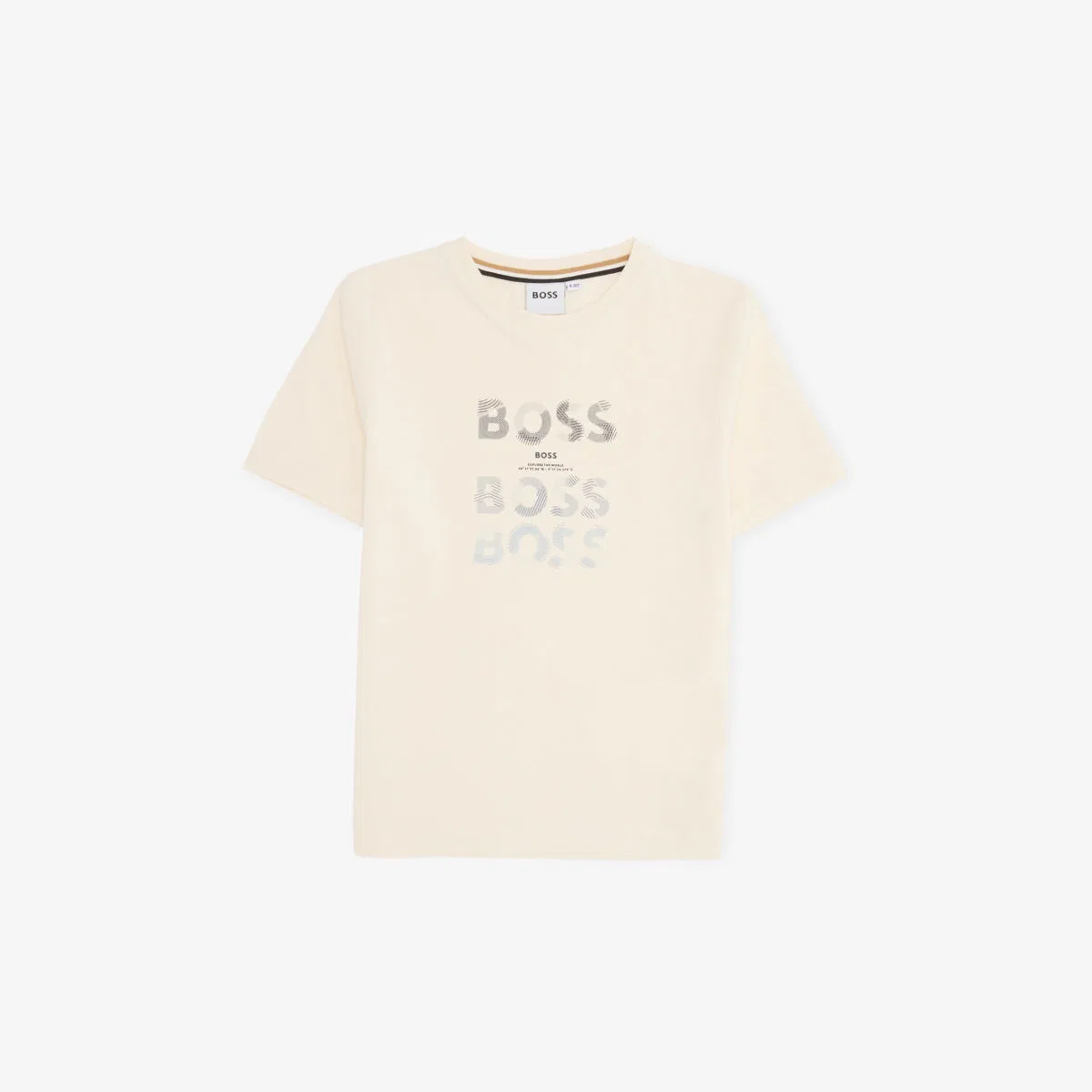 Хлопковая футболка с логотипом для мальчиков, 4-16 лет Boss, слоновая кость