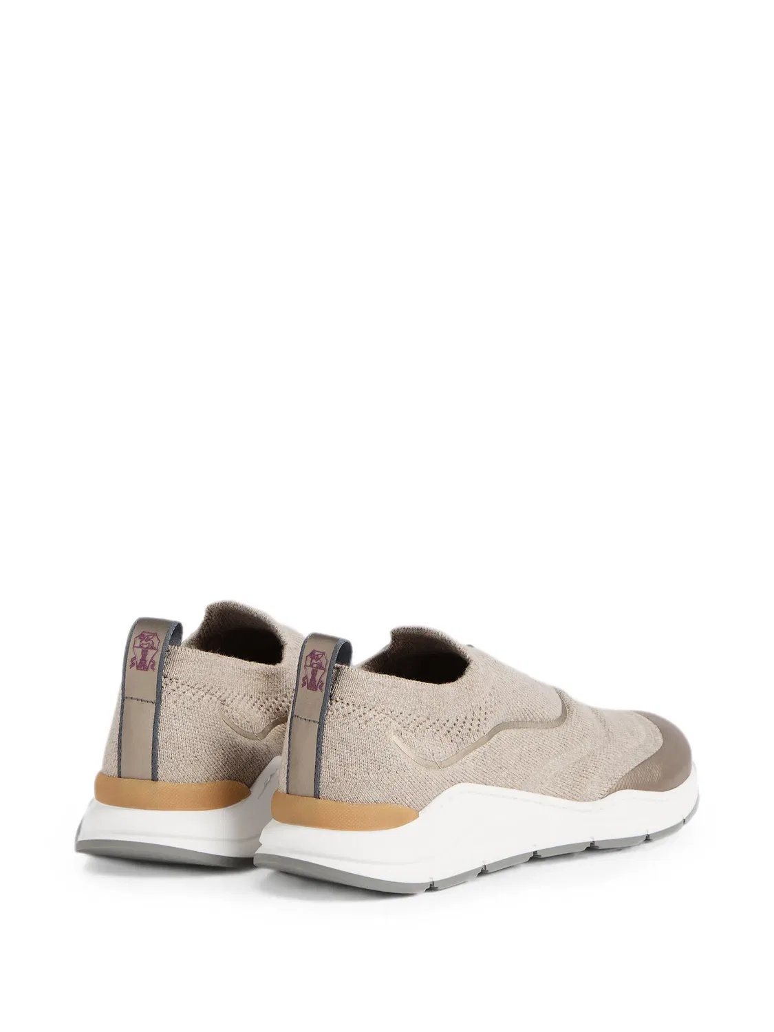 Трикотажные слипоны Brunello Cucinelli Kids, нейтральные цвета — фото 2