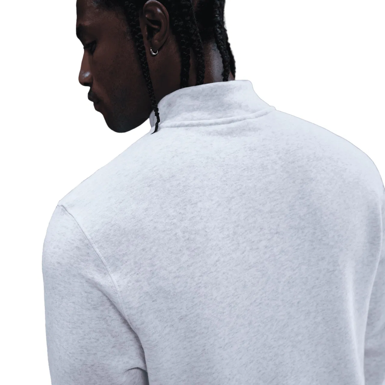 Мужская толстовка ползунок Club Fleece Nike, серый/белый — фото 2