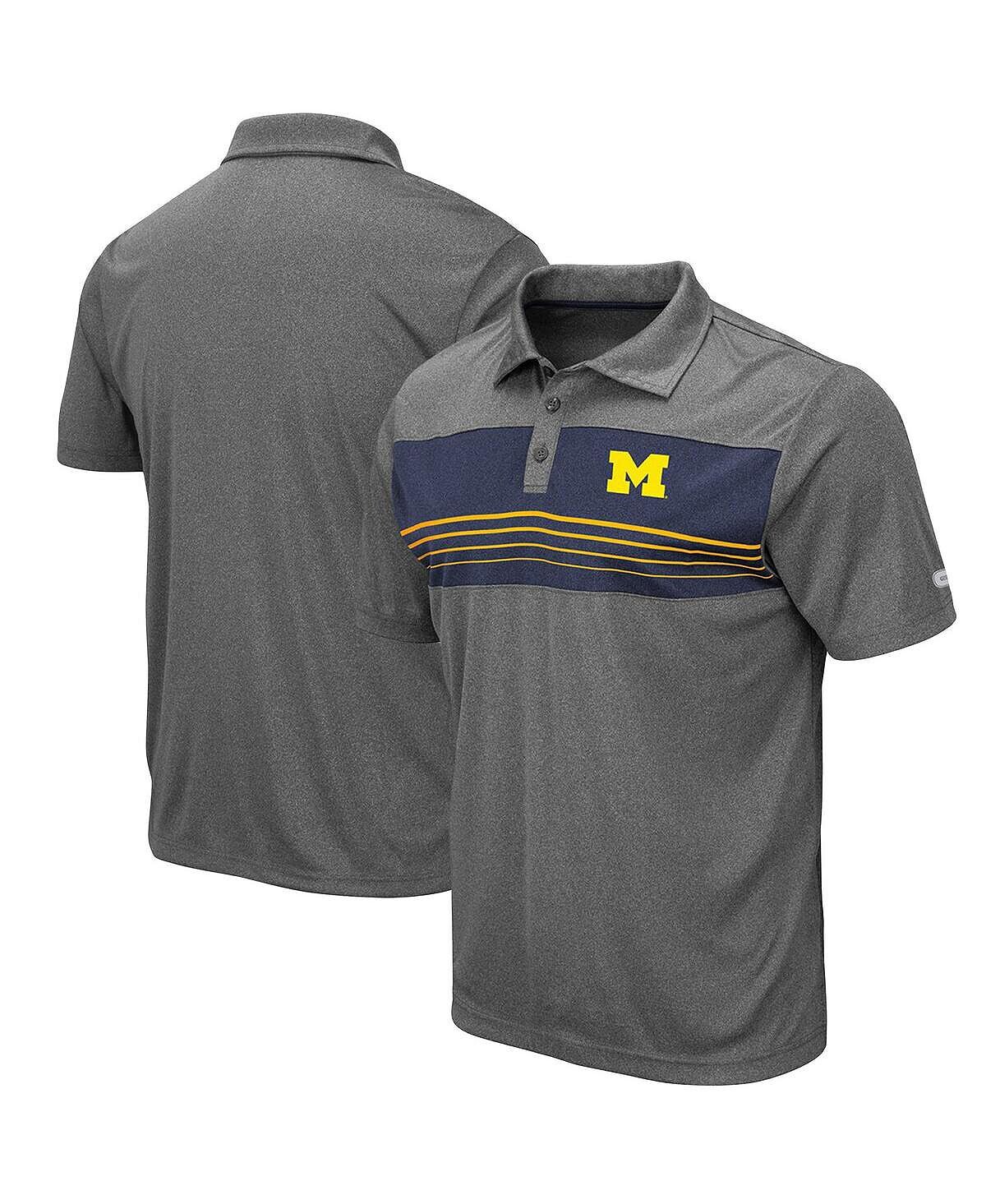 

Рубашка поло мужская темно-серая с меланжевым отливом michigan wolverines smithers Colosseum, мульти