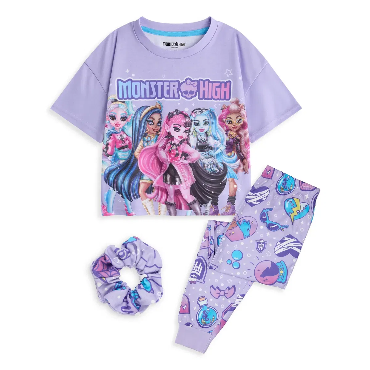 Детская пижама для девочек с коротким рукавом и длинными штанинами Monster High, Purple