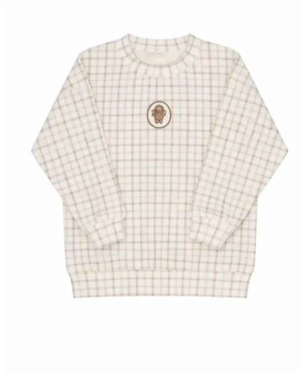 Детский комплект для сна из французского футера с принтом Plaid Sheep Collection Ely'S & Co., бежевый — фото 3