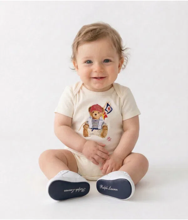 Детский комплект боди для девочек 2 штуки Polo Ralph Lauren, Crema — фото 2