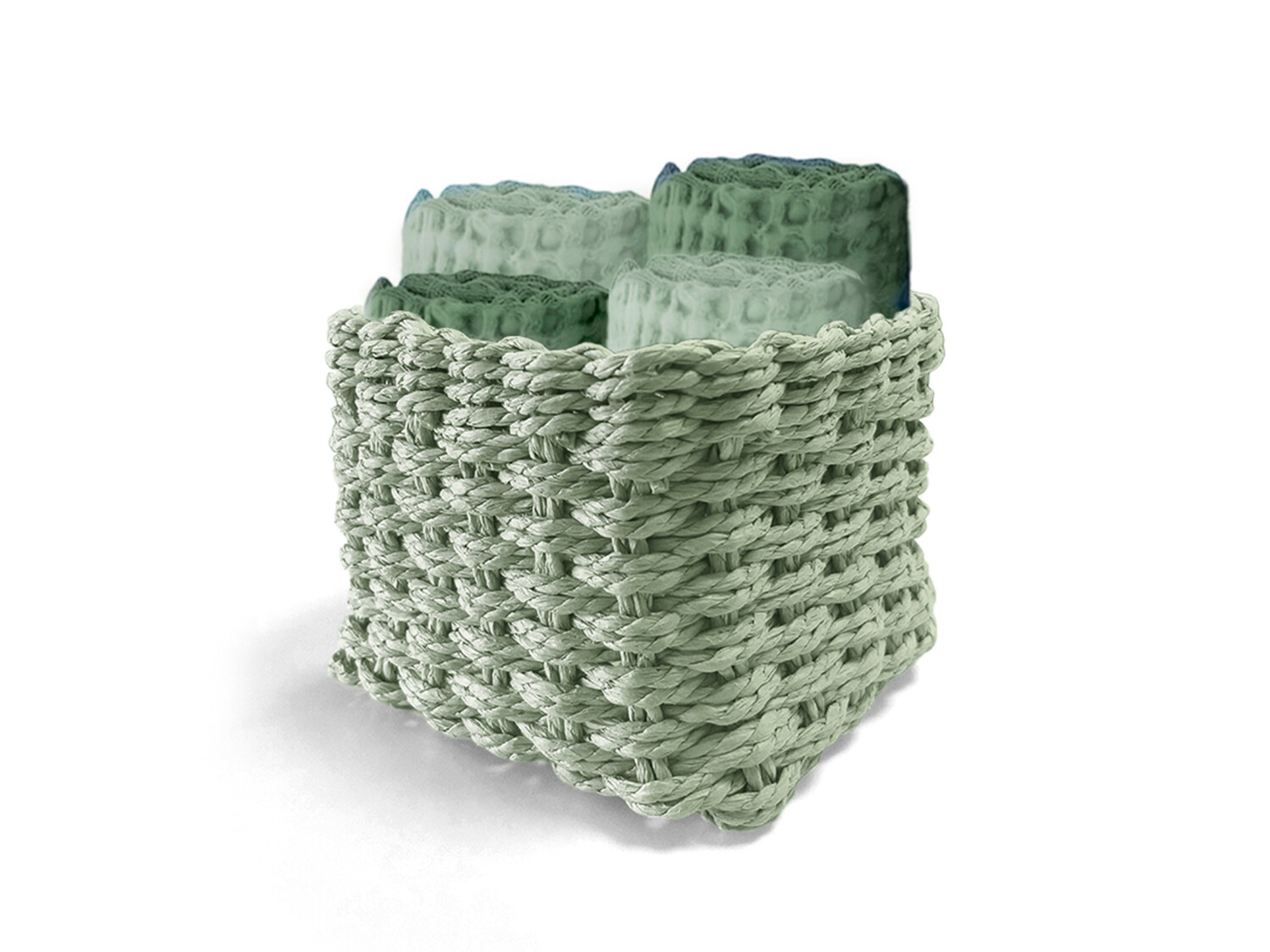 

Набор полотенец c корзиной Daunex Waffle Cotton Honeycomb, 5 предметов, зеленый