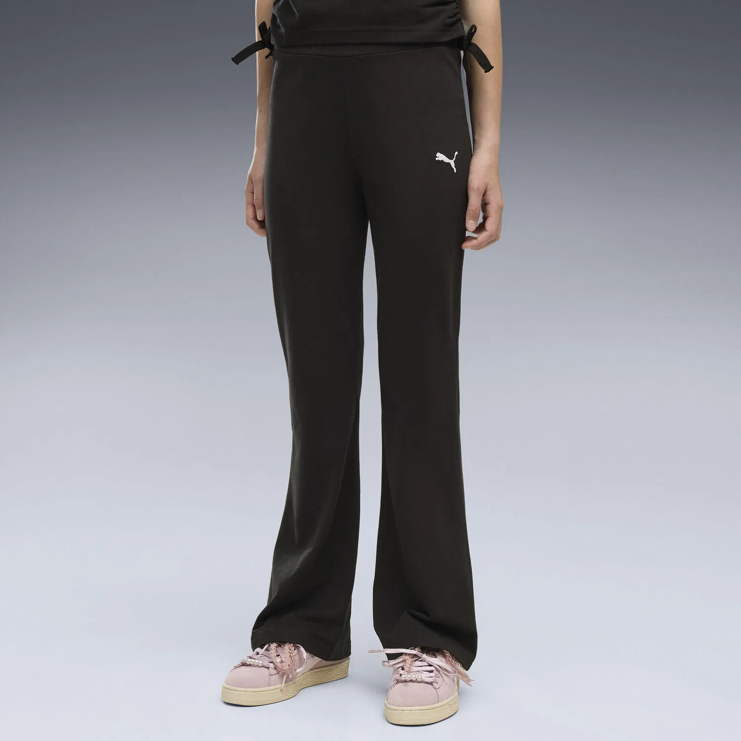 Детские леггинсы с высокой посадкой и расклешенным низом Essentials High-Waist Flared Leggings Puma, цвет Schwarz — фото 4