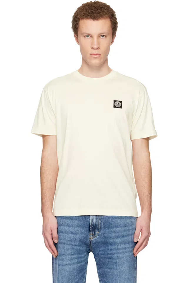 Кремовая хлопковая футболка из джерси Stone Island