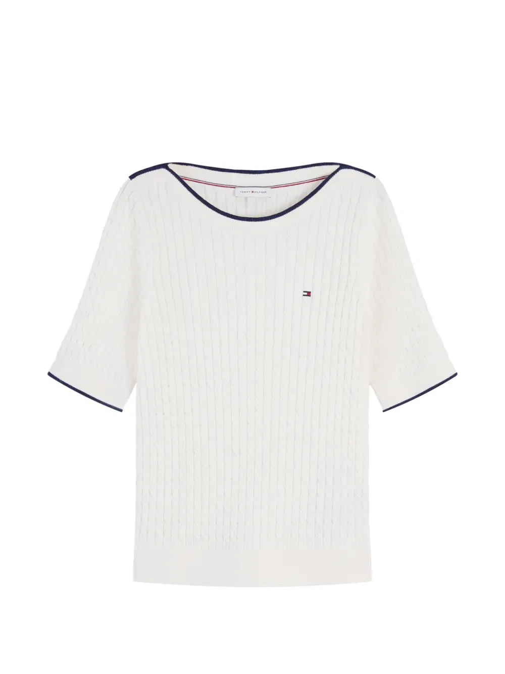 Вязаный свитер с короткими рукавами Tommy Hilfiger, белый
