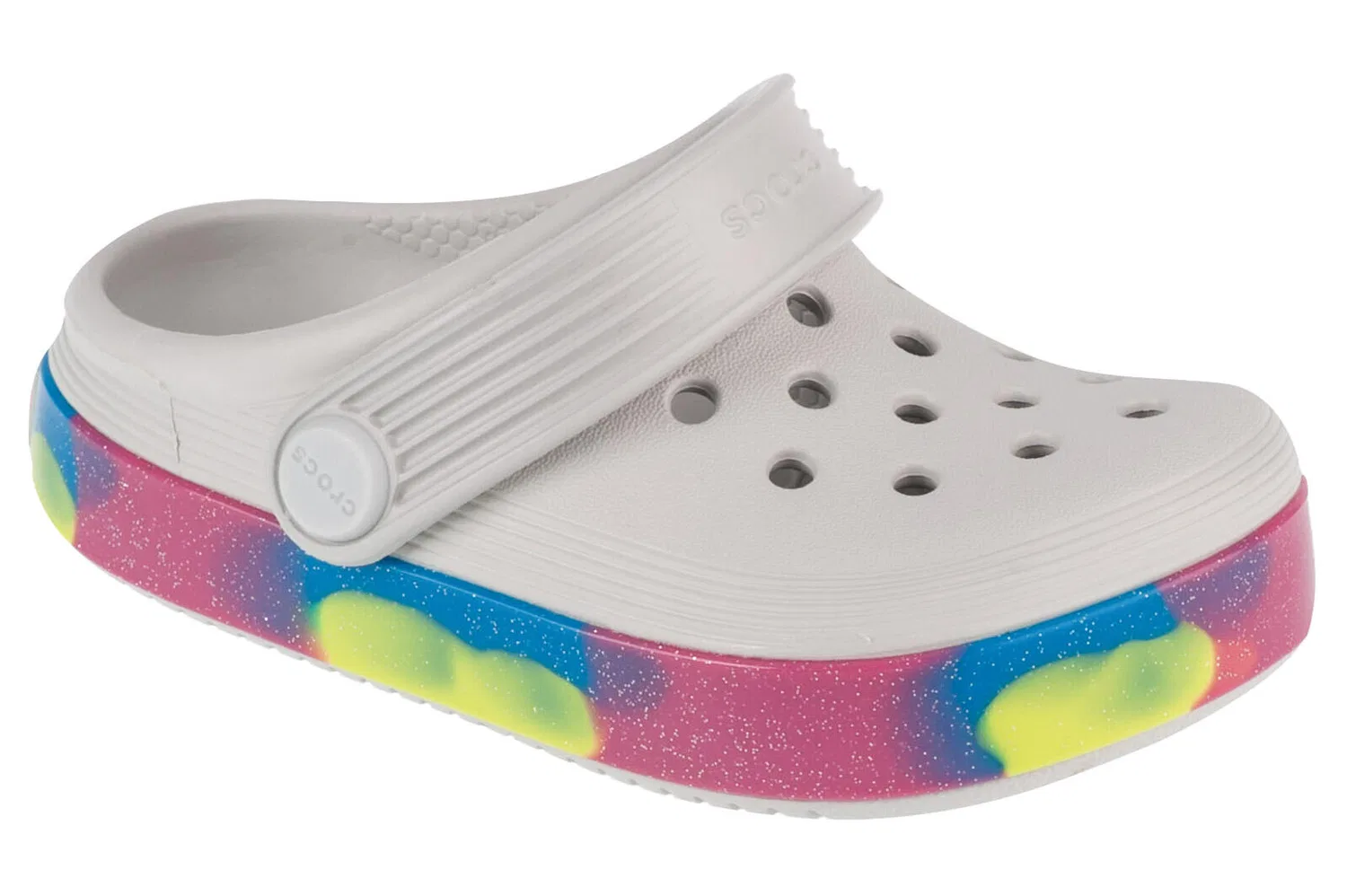 Детские шлепанцы для девочек Off Court Glitter Band Clog T Crocs, Weiss Bunt