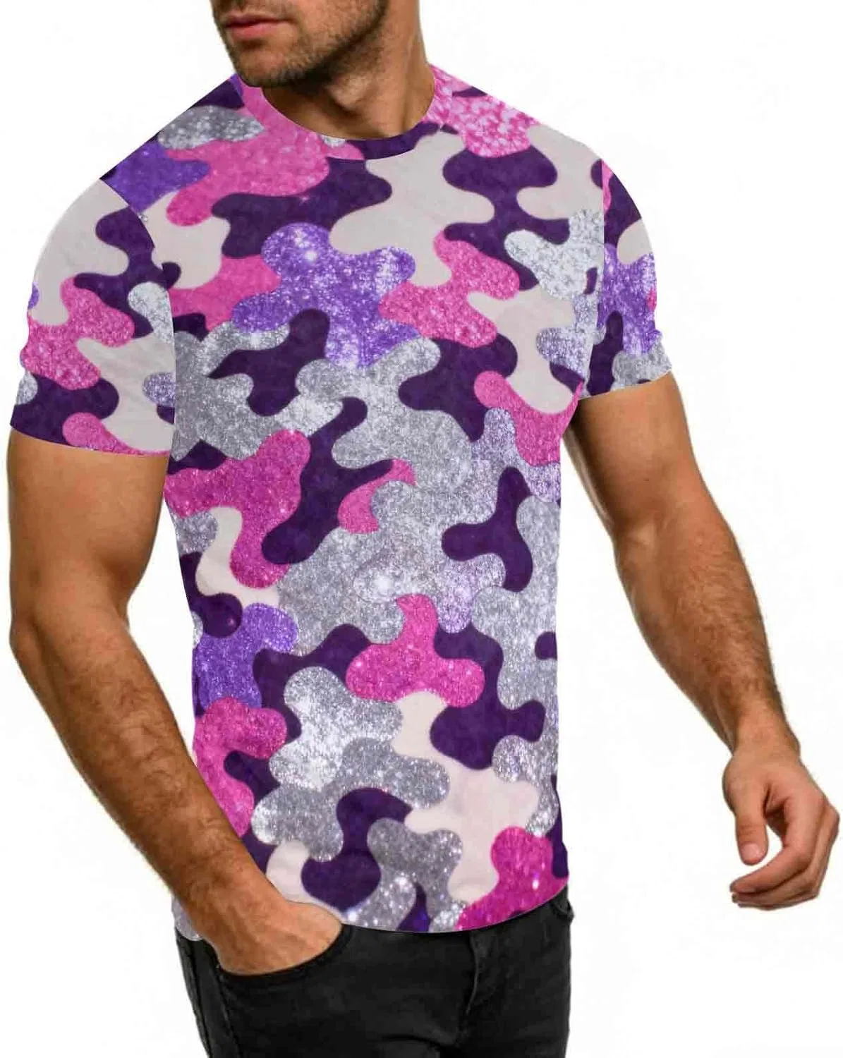 Мужская футболка с камуфляжным принтом Casual Trendy, Multicolor — фото 3