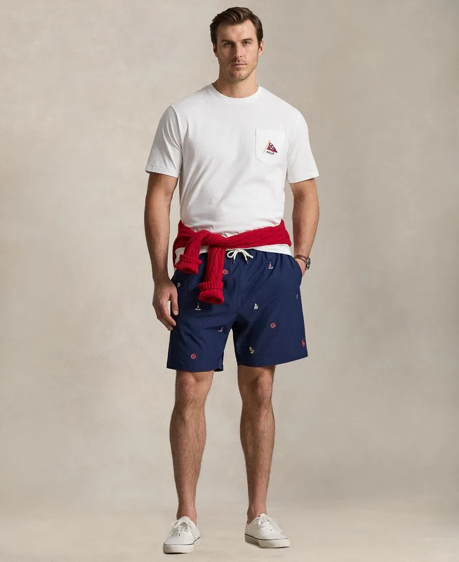 Футболка классического кроя с вышивкой Polo Bear и флагом Polo Ralph Lauren, Newport Bear White — фото 2
