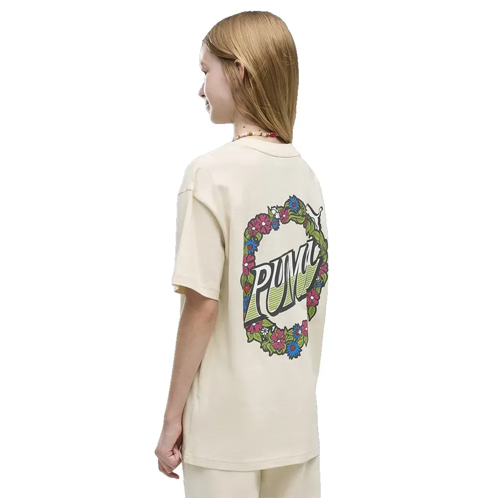 Детская футболка для девочек с принтом MID90s Relaxed Graphic Puma, Beige — фото 2