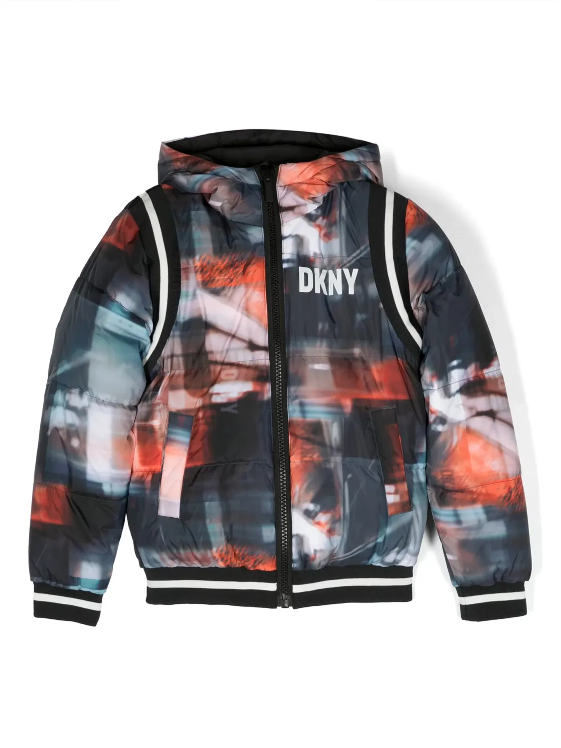 Реверсивная Пуховка с Графическим Принтом DKNY, черный