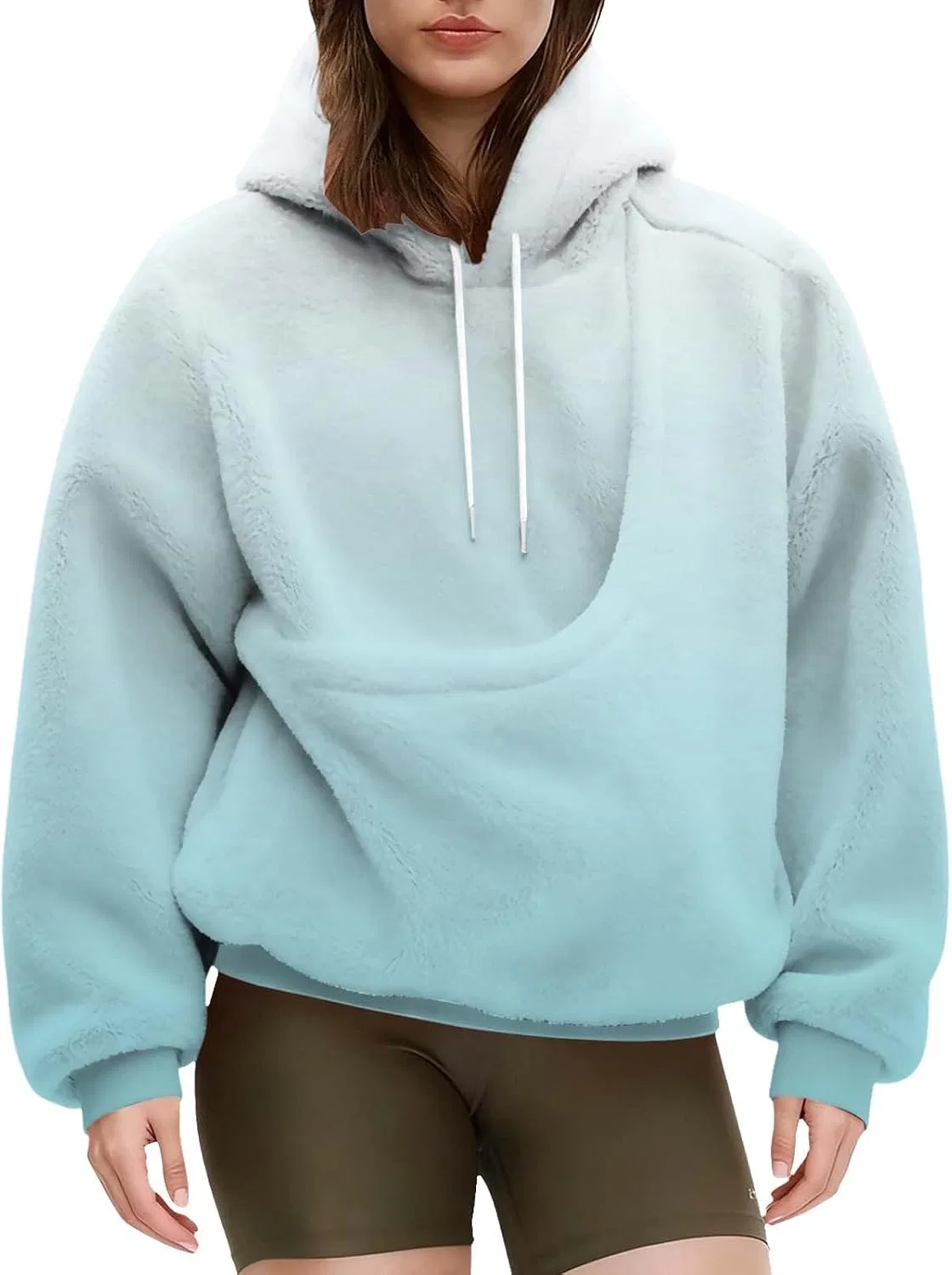 Женское худи с карманом для питомца, Lady Pouch Hoodie, светло-синий