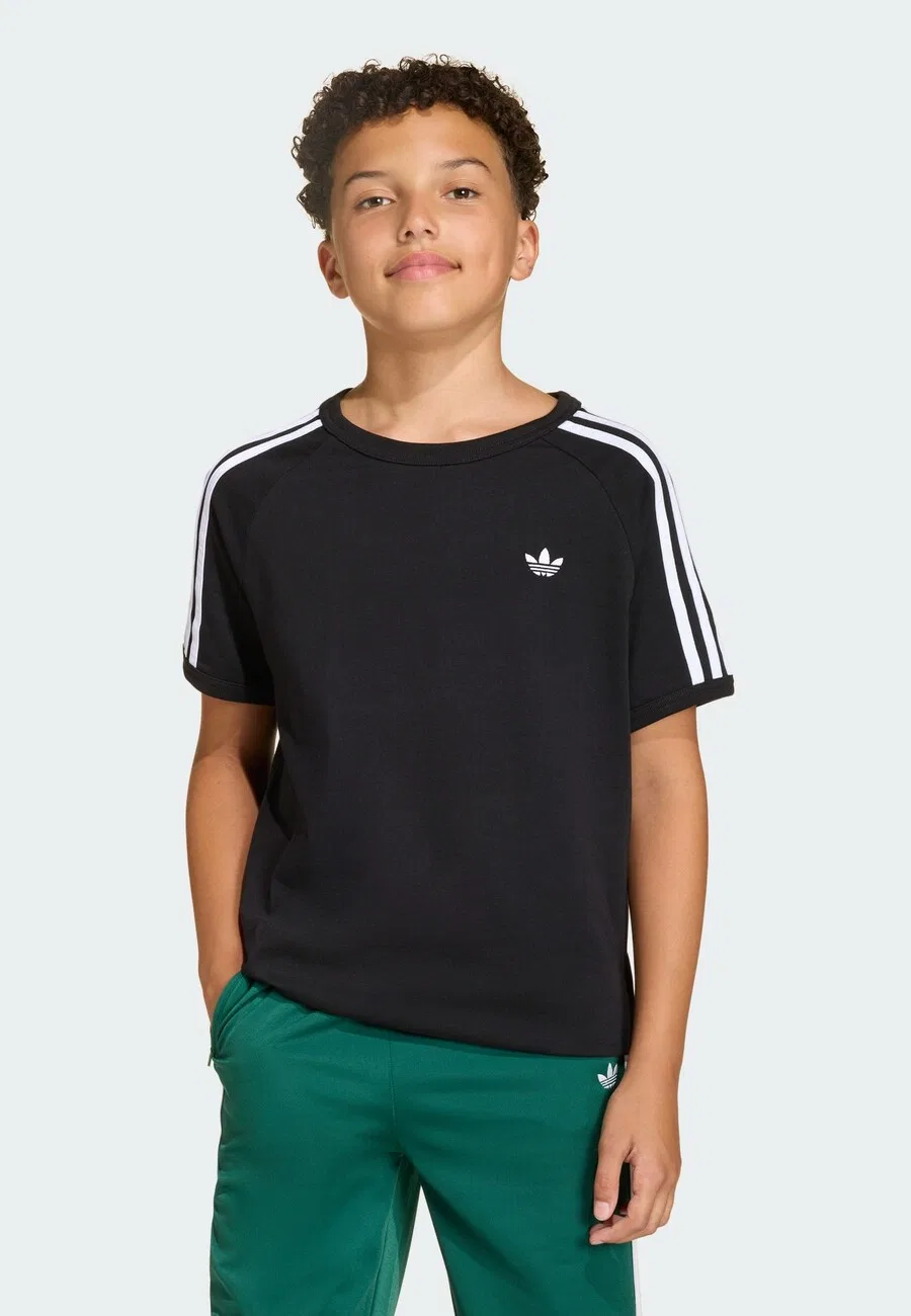 Футболка ADIDAS ORIGINALS «3 полоски» черного цвета — фото 2