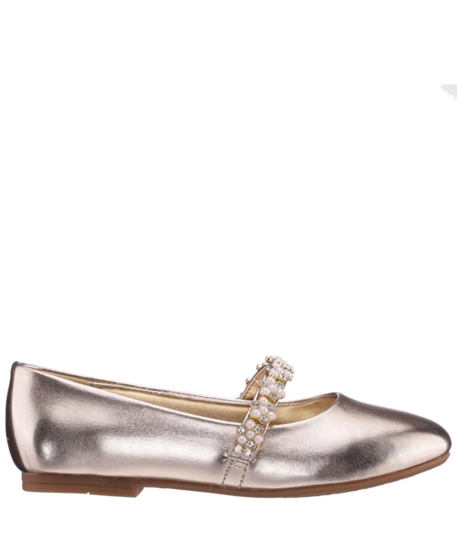 Балетки для девочек с кристаллами и жемчугом, модель JOANSIE by Nina Shoes Nina, Light Gold — фото 2