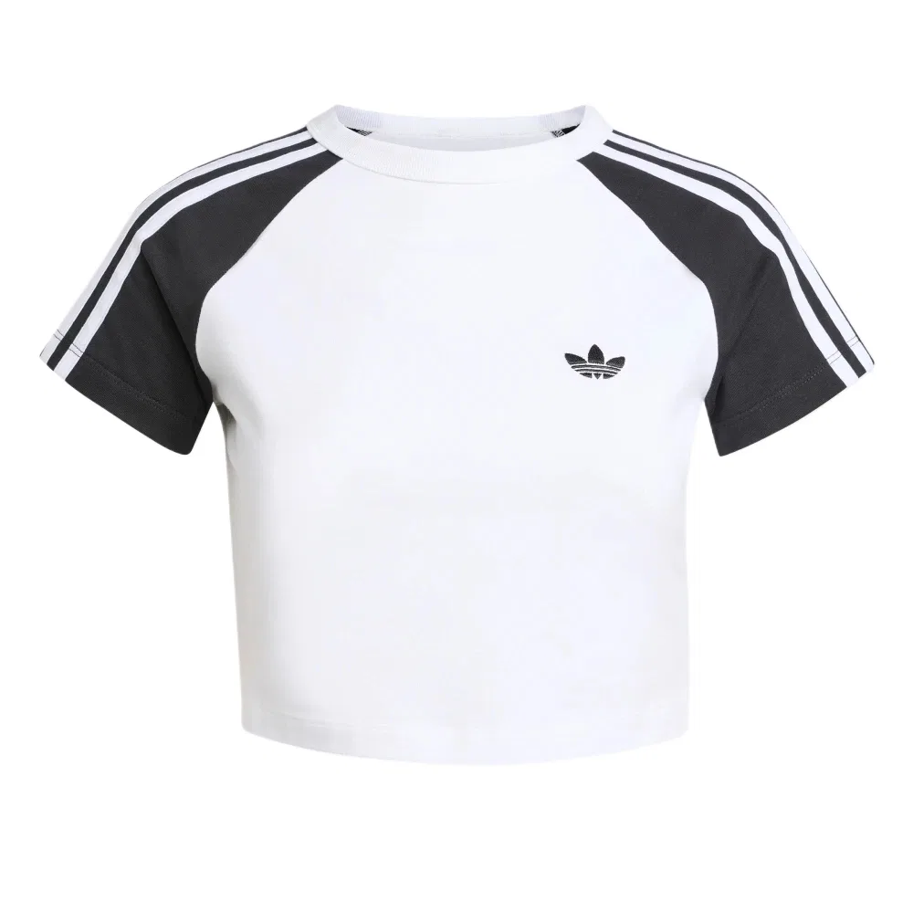Женская футболка с тремя полосками Adidas Originals, Белая/Черная/Белая