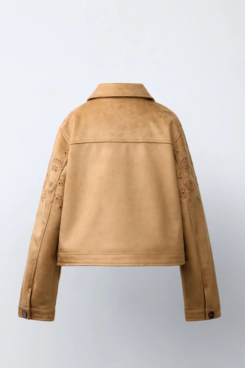 Куртка из искусственной замши с вышивкой ZARA, Camel — фото 4
