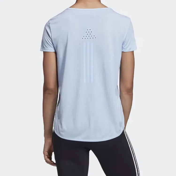 Футболка спортивная тренировочная с коротким рукавом Adidas, синяя — фото 4