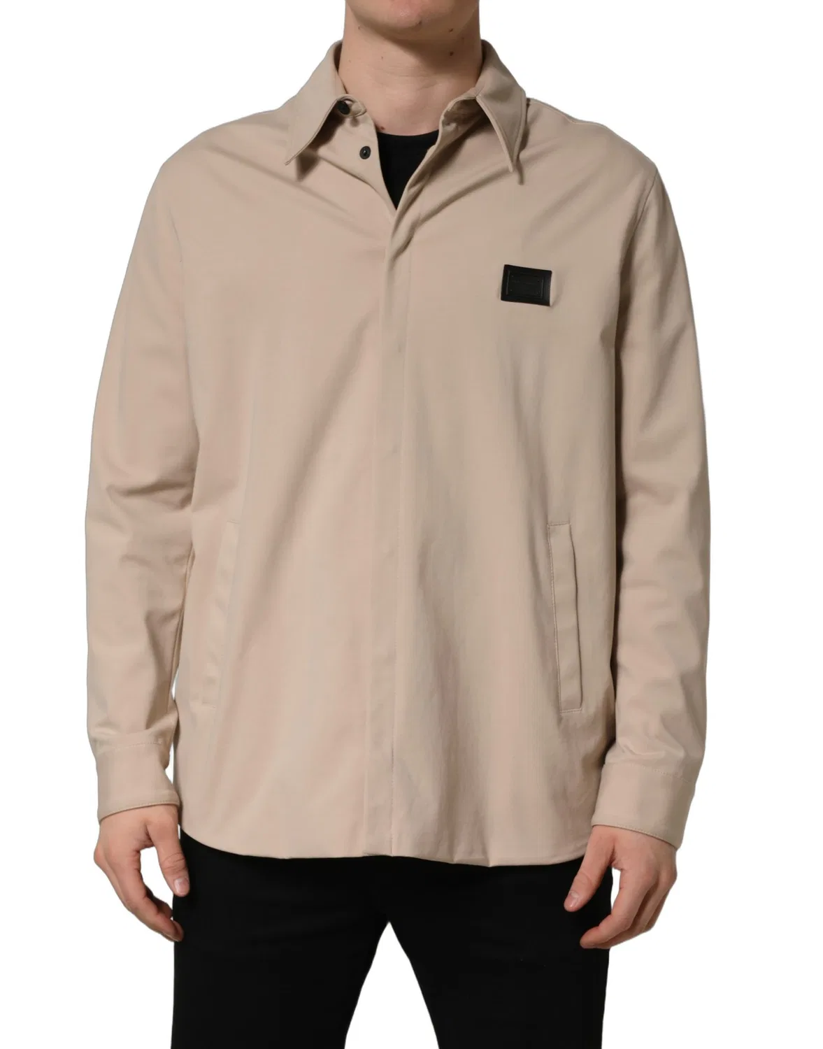 Мужская рубашка с логотипом на пуговицах Beige Dolce & Gabbana, Beige — фото 3