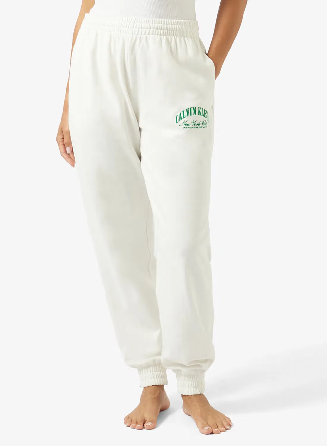 Пижамные брюки из хлопкового джерси с манжетами Calvin Klein, тофу