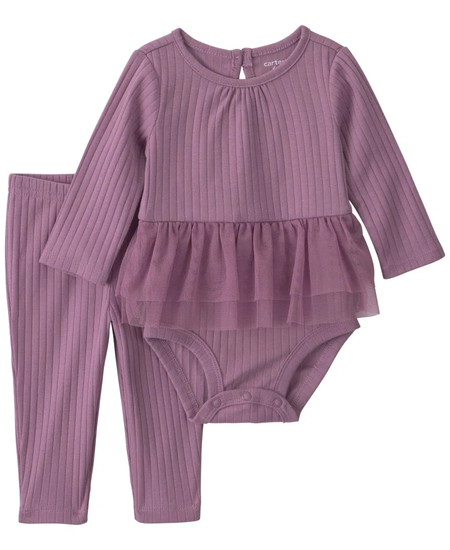 Комплект из боди с длинным рукавом и брюк Carter's, Purple