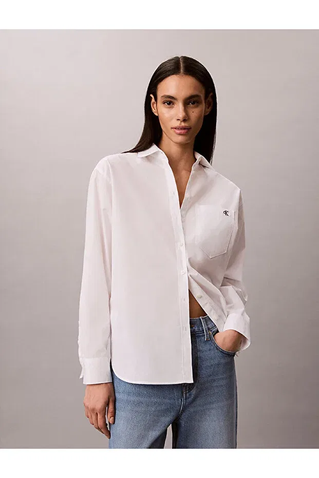 Женская рубашка свободного кроя Cotton Poplin Relaxed Shirt Calvin Klein, White